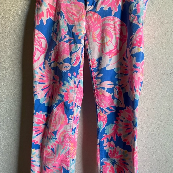 Lilly Pulitzer Sadie Bennet Blue Day Dreamin Crop Chino Stretch Tropical Pants00 - Picture 13 of 13